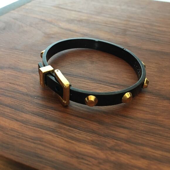 Michael Kors Astor Buckle Bangle Bracelet - black and gold tone - Picture 11 of 11